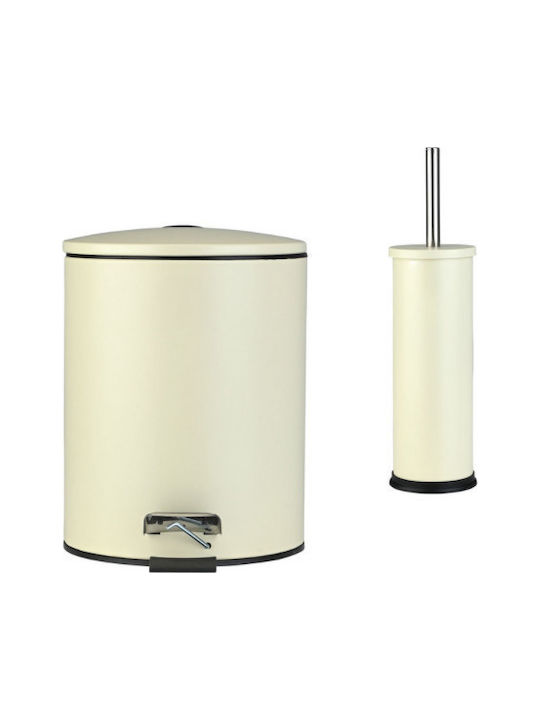 Estia Plastic Bathroom Brush and Bin Set Soft C...