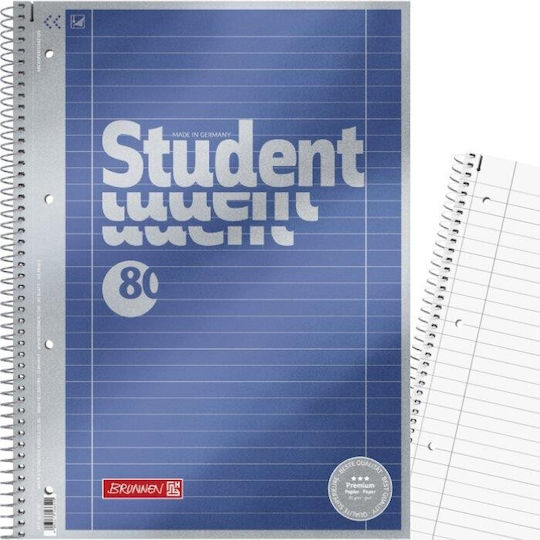 Brunnen Spiral Ruled Notebook A4 160 Paper Sheets Blue