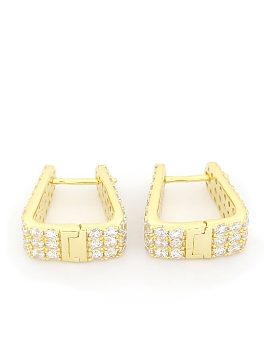 Silver Gold Plated Hoop Earrings with Stones