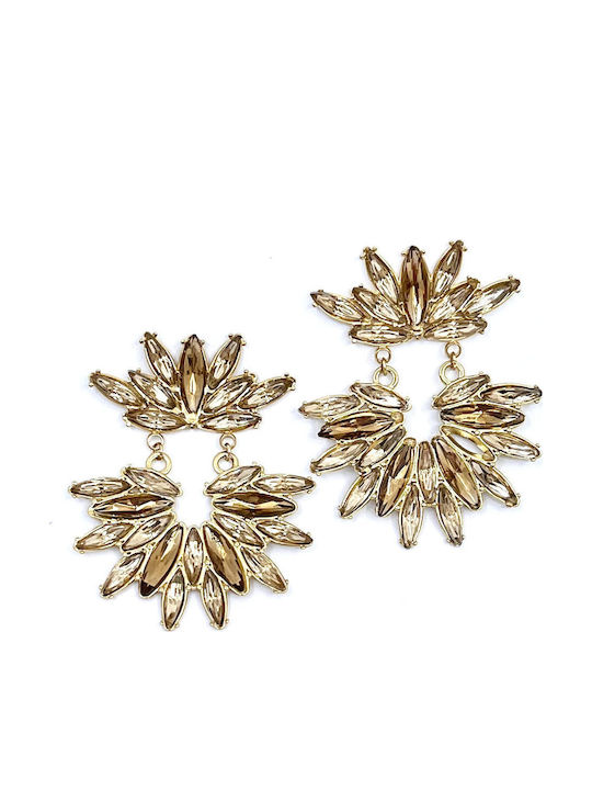 Dorian Gray Stud Earrings Made of Gold Plated Steel with Stones
