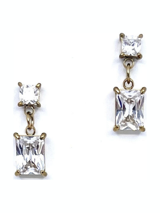 Dorian Gray Stud Earrings Made of Gold Plated Steel with Stones