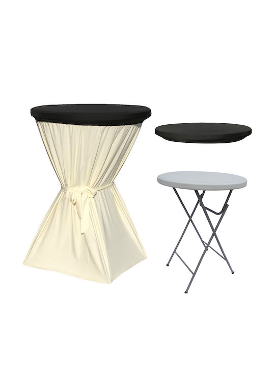 Masa Plastic Catering Pentru Spații Mici Exterioare Pliabilă Cu Ramă Metalică Ecru 80x80x110cm