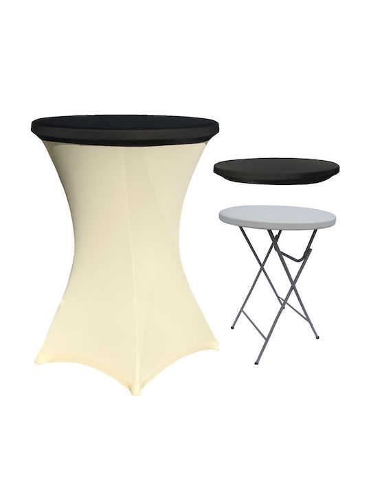Masă Plastic Catering Pentru Spații Mici Exterioare Pliabilă Cu Ramă Metalică Ecru 80x80x110cm