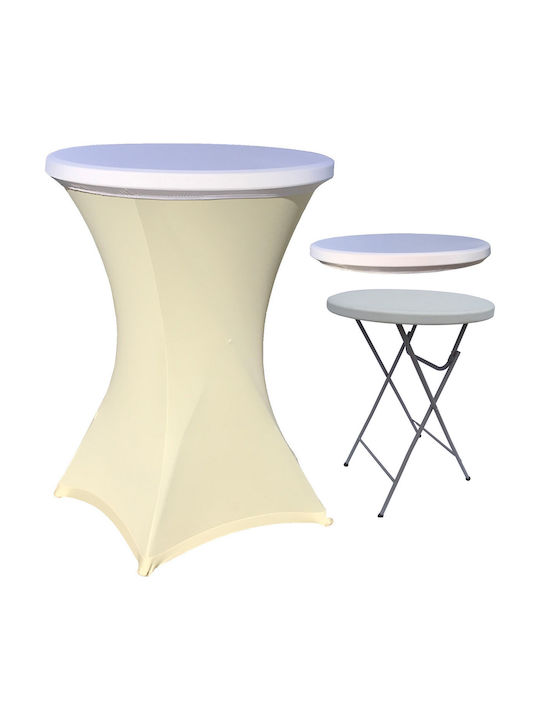 Masa Plastic Catering Pentru Spații Mici Exterioare Pliabilă Cu Ramă Metalică Ecru 80x80x110cm