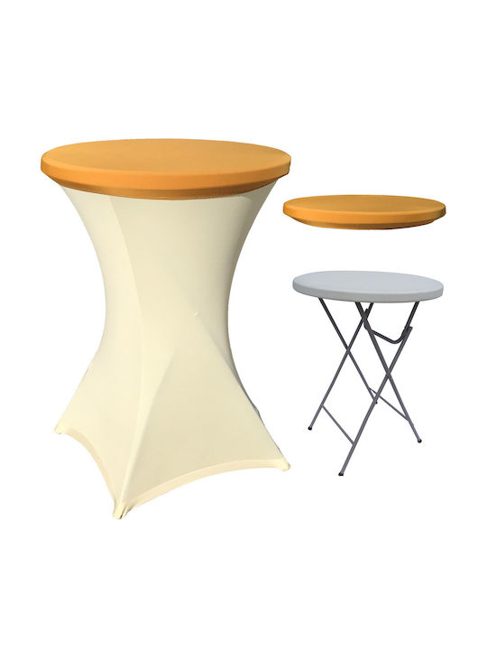 Masă Plastic Catering Pentru Spații Mici Exterioare Pliabilă Cu Ramă Metalică Ecru 80x80x110cm