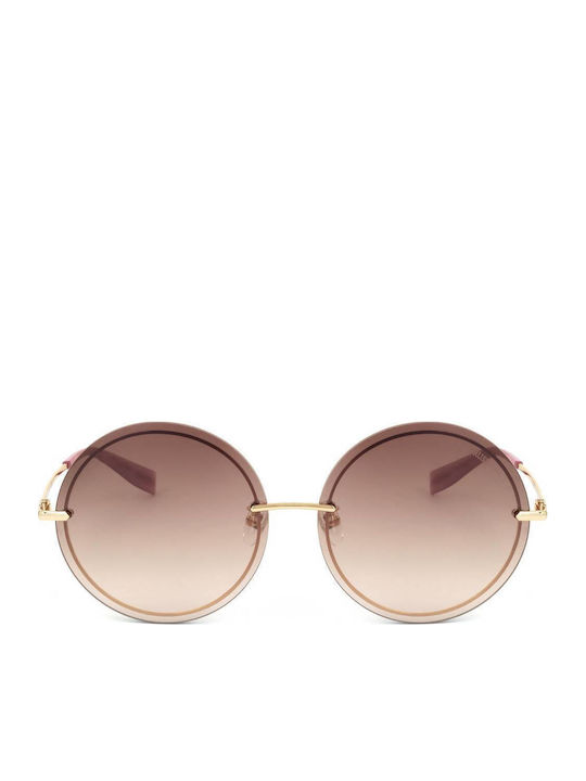 Trussardi Woman Sunglasses with Gold Frame and Brown Lens STR219F 300R