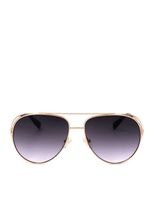 Trussardi Woman Sunglasses with Gold Frame and Purple Lens STR458F 300