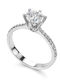 Paraxenies Single Stone Ring in White Gold 14K with Zircon