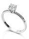 Paraxenies Single Stone Ring in 14K White Gold with Zircon