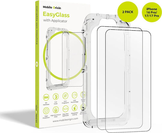 Mobile Origin 2.5D 0.33mm Tempered Glass 2τμχ (iPhone 17 / 17 Pro / 16 Pro)
