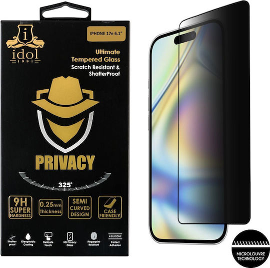 Idol 1991 0.25mm Full Glue Privacy Tempered Glass Μαύρο (Iphone 17e)