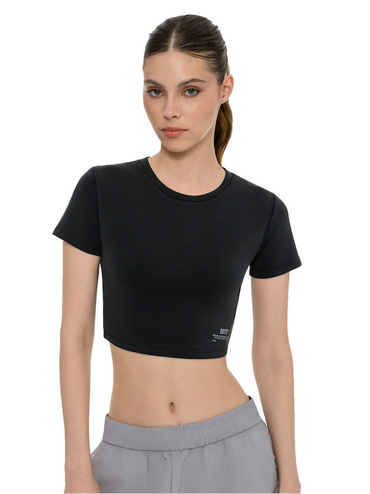 Women's Crop Top Short Sleeve Black