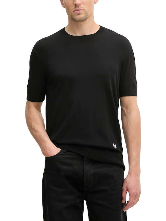 Karl Lagerfeld Crewneck Πουλόβερ Κοντομάνικο Μαυρο