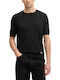 Pulover Cu Guler Rotund Tricou Cu Mânecă Scurtă Negru