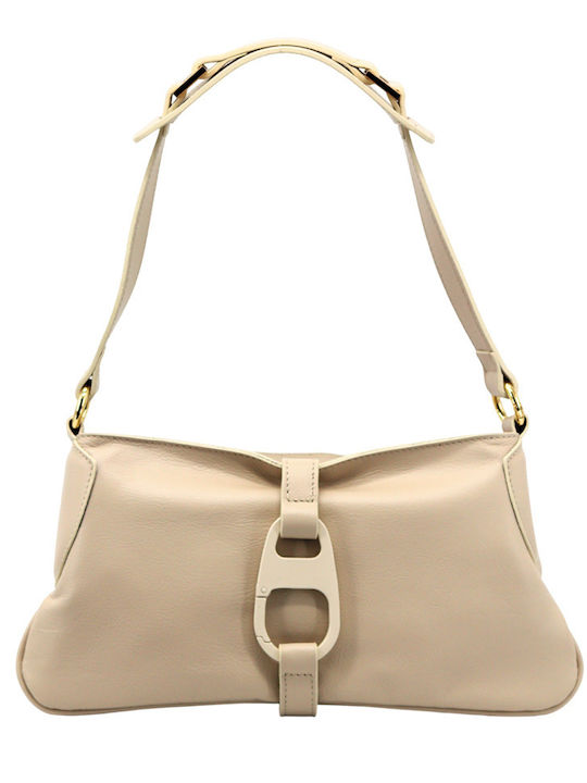 Leather Women's Shoulder Bag Ecru