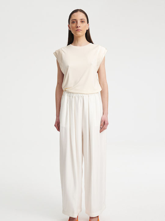 Eleh Women's High Waist Linen Pantaloons White