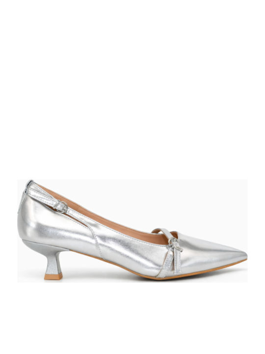 Heels with Thin Low Heel Silver