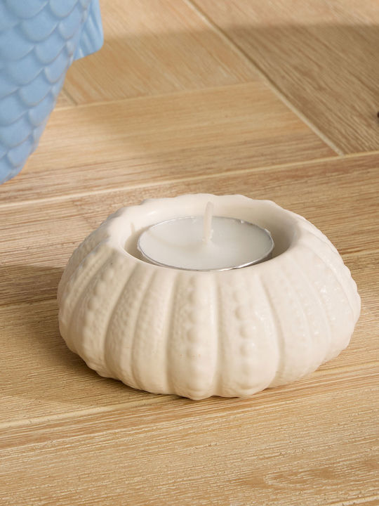 Oceania Candle Holder Suitable for Tealights Ceramic in White Colour 8.4x8.4x3.5cm