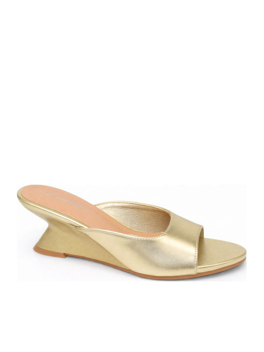 Mules With Chunky High Heel In Gold Colour SP-OR681-26ML-Gold
