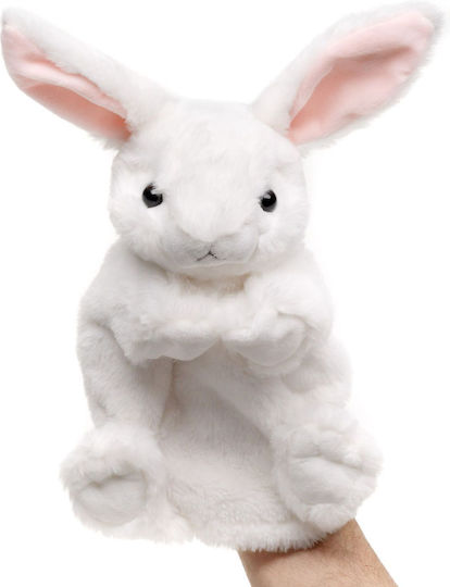 Weißes Kaninchen Handpuppe 24 cm Plüschspielzeug Puppentheater für Kinder
