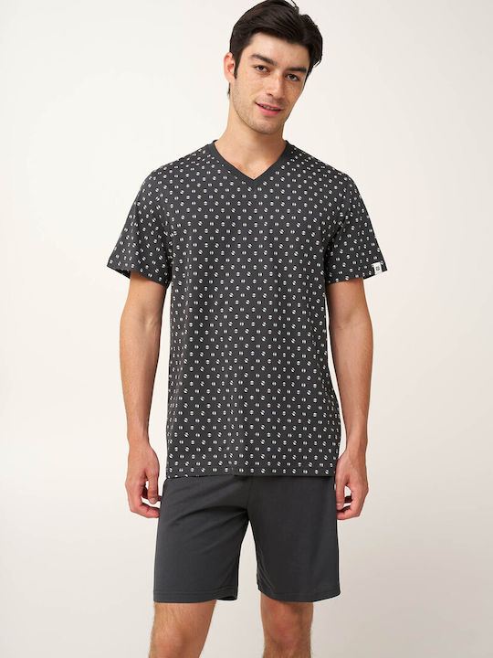 Vamp Καλοκαιρινή Ανδρική Πιτζάμα Dark Gray