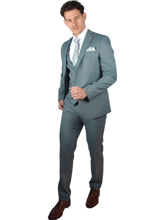 Men's Suit with Vest Green