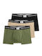 Herren Boxershorts Beige/Grün/Schwarz 3er Pack