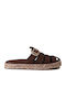 Leather Women's Flat Sandals Flatforms Brown