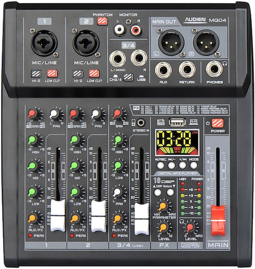 Audien MQ04 Digital Console 16 Channels with Phantom Power & 16 XLR Inputs & Bluetooth