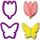Cookie Cutter Butterfly & Tulip Set X2 7x6x2.2cm 7.5x5.5x2.2cm