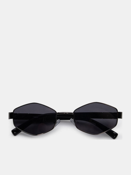 Luigi Unisex Sunglasses with Black Metallic Frame and Black Lens 4863601