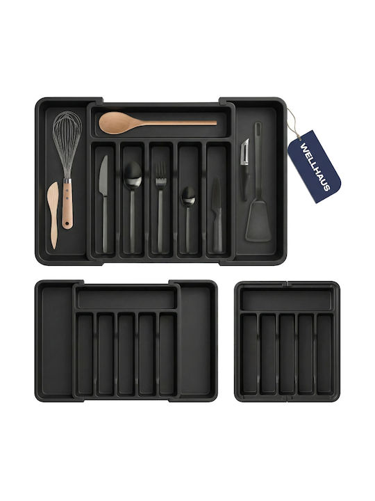 Wellhaus Opening Black Drawer Cutlery Tray