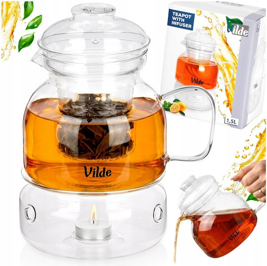 Orion Τσαγιέρα με Φίλτρο Γυάλινη Διάφανη 1500ml