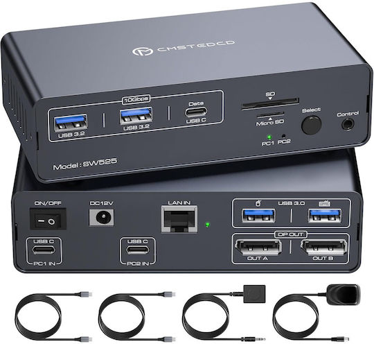 B0DHZN3VGQ KVM & Data Switch with USB-C USB Ethernet