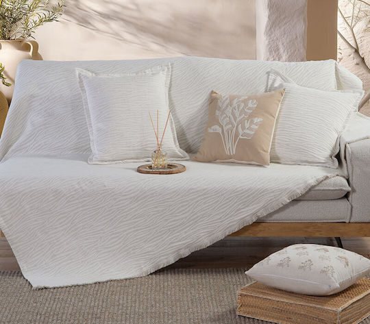 Nef-Nef Homeware Bamb Four-Seater Sofa Throw Jacquard 170x350cm Ecru