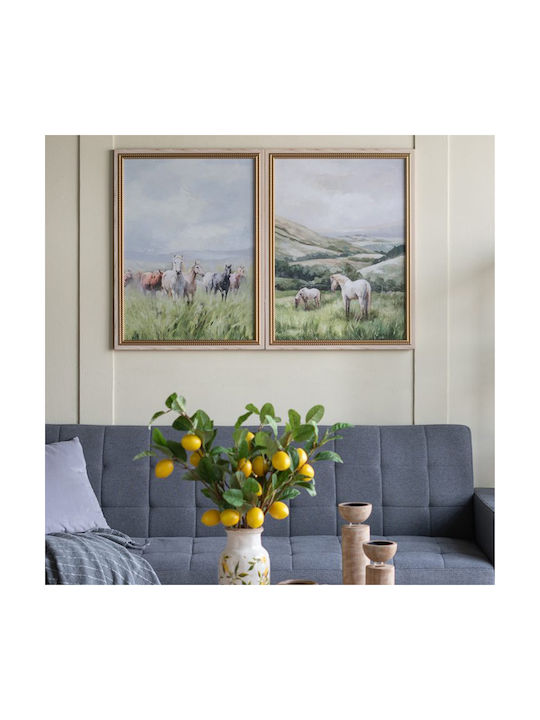 Artekko Δίπτυχος Πίνακας σε Καμβά 60x80cm