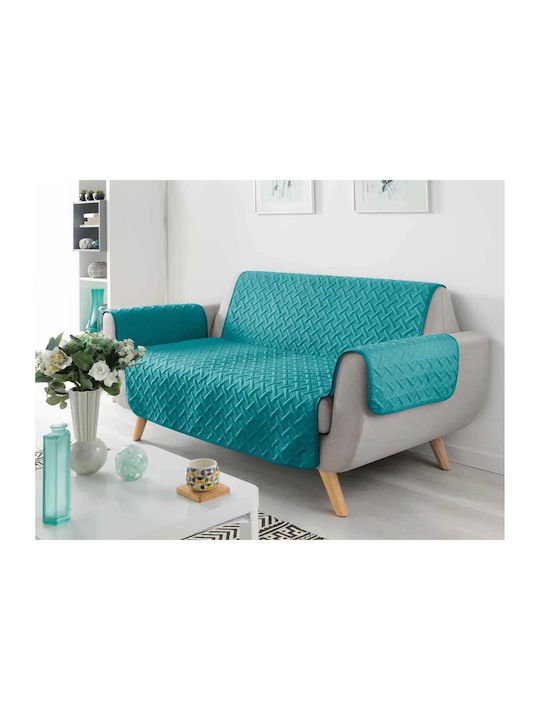 Douceur d'Intérieur Set Elastic Covers Living Room Petroleum Blue 179x179cm
