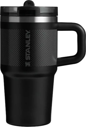 Stanley Protour Flip Handled Tumbler Thermos Stainless Steel BPA Free 600ml Black Fade with Straw and Handle