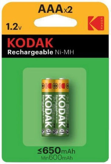 Kodak Rechargeable Batteries AAA Ni-MH 650mAh 1.2V 2pcs