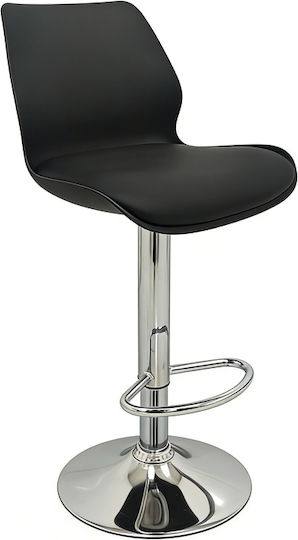 Bar Stool Black With Backrest & Adjustable Height Black 2pcs 39x45x102cm