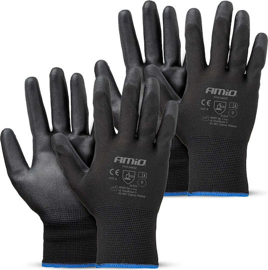 AMiO Electrician Work Gloves Black Polyurethane/Leather