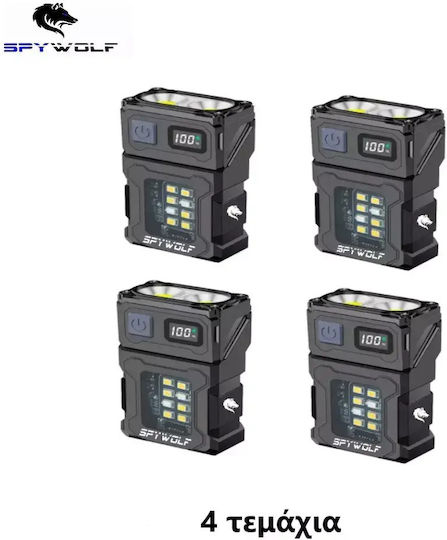 Spywolf Rechargeable LED Head Flashlight IP45 with Maximum Brightness 3600lm 4pcs