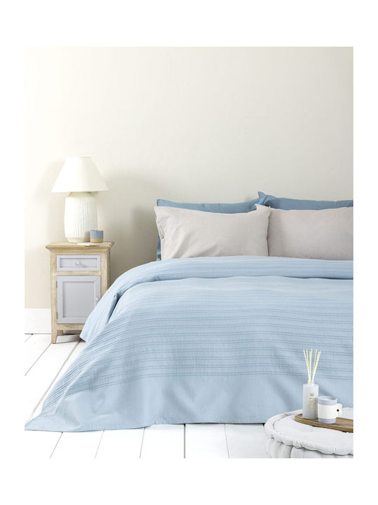 Nima Pique Blanket Single 160x240cm Dune Denim Blue