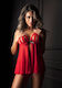 Peek-a-boo Ruffle Babydoll Red
