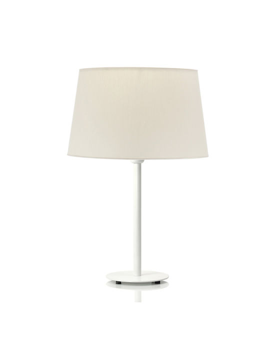 Veis Helios Fabric Table Lamp for E27 Socket with White Shade and Base