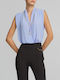 Damen Bluse Ärmellose Hellblau