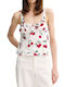 Women's Cotton Sleeveless White Blouse