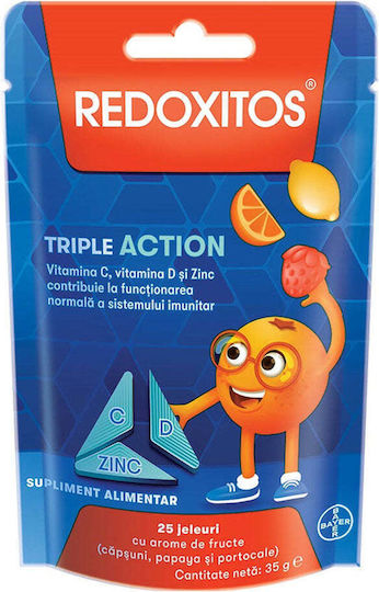 Bayer Redoxitos Triple Action Vitamin C Gummies Συμπλήρωμα για την Ενίσχυση του Ανοσοποιητικού 25 ζελεδάκια Vitamin C