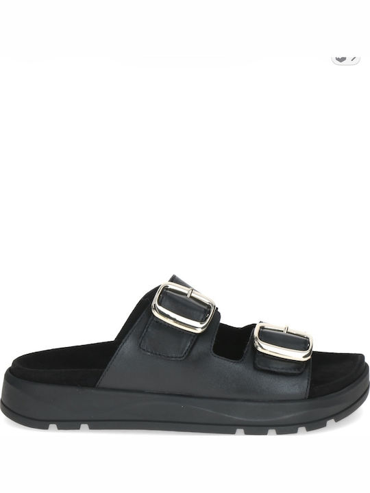 Leather Women's Flat Sandals Black