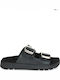 Leather Women's Flat Sandals Black